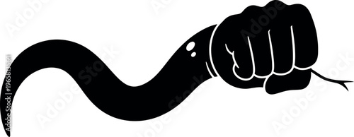 Black Fist Holding a Whip Illustration in Bold Minimalist Style