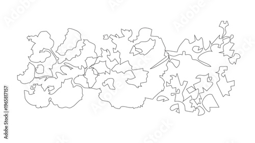 Horizontal garden shrub border outline symbols for landscape architectural site plan views.