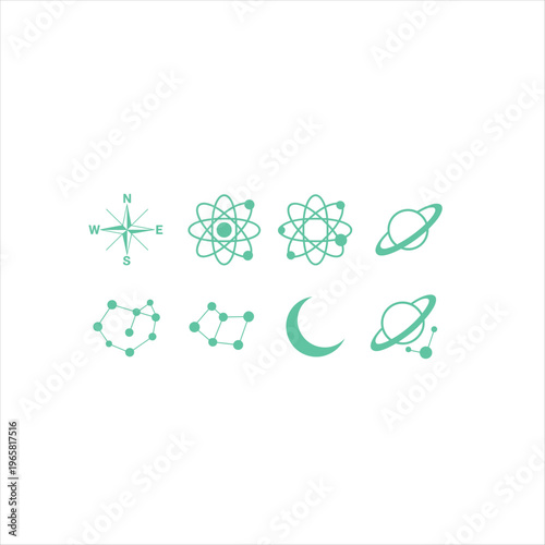 Green silhouette representing wind direction and compass points
