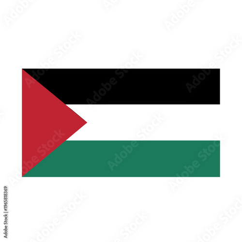 Free Download Flag of Palestine, featuring a black stripe, a white stripe, a green stripe, and a red triangle on the hoist side. - GFXLoad