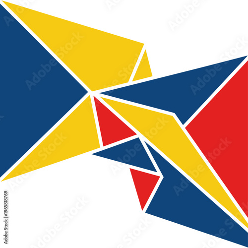 Free Download Abstract geometric origami-inspired design with bold primary colors and sharp angles, creating a dynamic visual composition. - GFXLoad