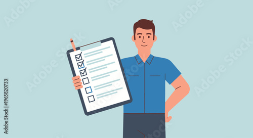 World Day for Safety and Health at Work with man holding clipboard