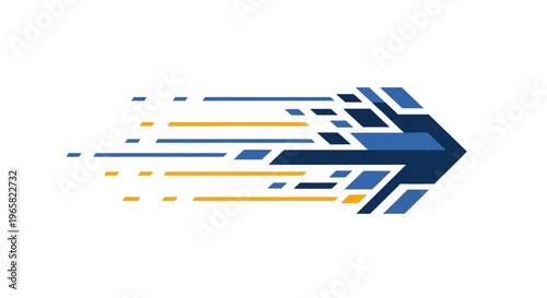 Blue Arrow Icon with Motion Effect.