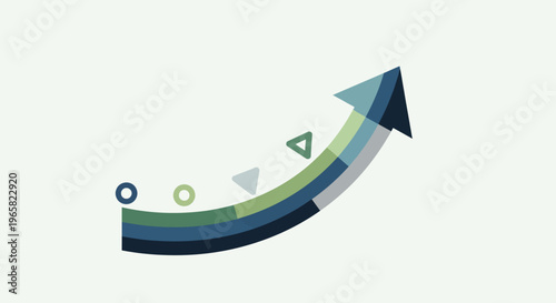 Blue Green Arrow Graph Element Rising.