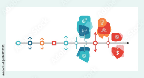 Data Flowchart with Icons and Arrows.