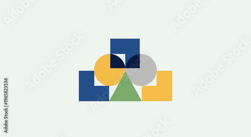 Geometric Shapes in Various Colors Overlap.