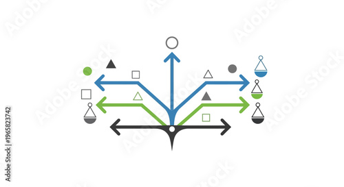 Scientific Diagram with Shapes and Arrows.