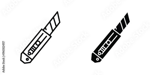 Two different types of utility knives with folding blades and handles