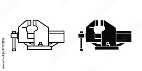 Comparison of a standard vise and a shadowed or highlighted vise illustration