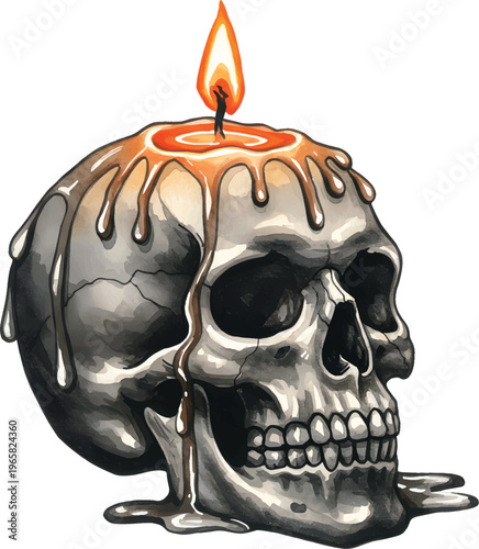 Vector Melting Skull Candle Illustration