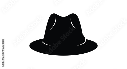 A striking black fedora hat design simple and elegant silhouette