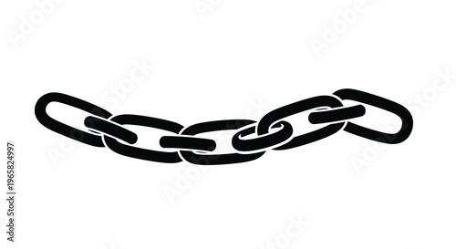 A simple black and white illustration of a metal chain link