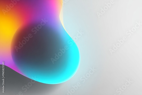Colorful abstract gradient blob with smooth transition on light background