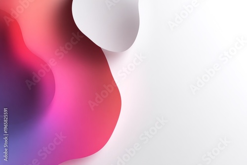 Abstract gradient with red and purple organic shapes on white background