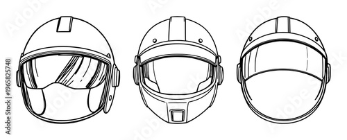 Helm set with close visor detail featuring black line art style, nautical design, maritime illustration with white background and concise line rendering