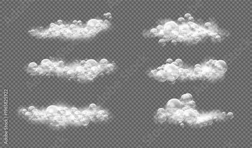 Shampoo foam. Soap bath sud, lather water detergent or transparent bathtub splash texture. Soapy washer, cleaning, freshness and hygiene. Realistic isolated vector isolated illustration