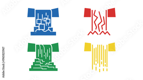 Abstract geometric patterns with layered and segmented visual elements