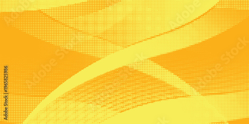 Yellow halftone pattern. Retro comic gradient background. Bright orange pixelated dotted texture overlay. Cartoon pop art faded gradient pattern. Vector backdrop for poster  banner  advertisement