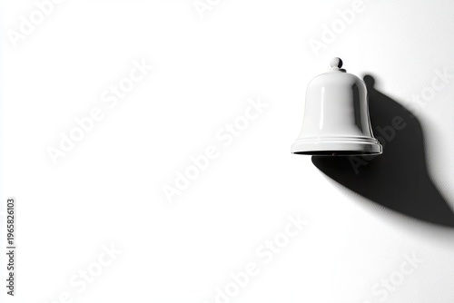 Minimalist white wall bell with shadow in bright light