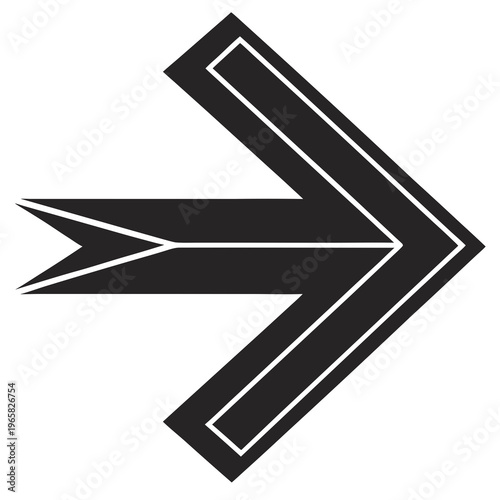 Modern arrowhead design with double stroke borders and solid fill creating professional directional element for web graphics and site navigation