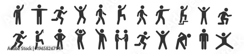 human silhouette icons with various actions and poses set vector illustration on transparent background