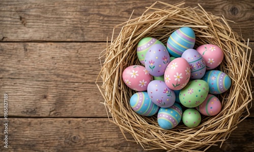 Easter Eggs Nest Rustic Spring Background