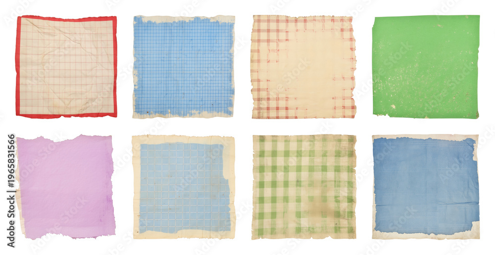 Fototapeta premium PNG Vintage textured fabric squares on transparent background