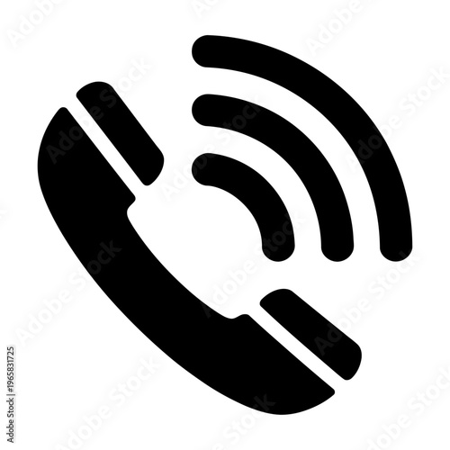 Vector icon depicting a telephone with signal waves emanating from it