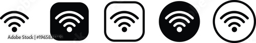 Minimalist black wireless wifi internet signal icon set