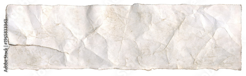 Crumpled strip of dirty torn paper with ripped edges isolated for message background.