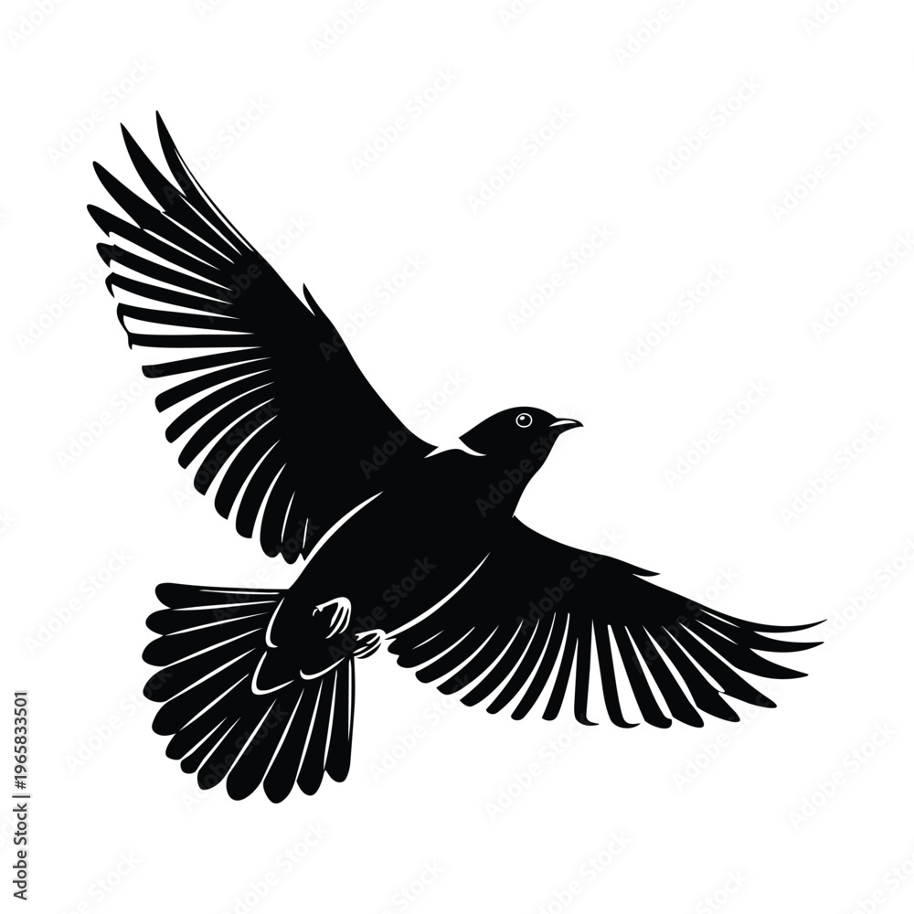 Fototapeta premium Silhouette of a flying bird illustration