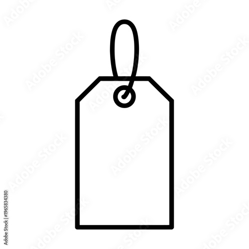 Minimalist vector of a blank rectangular tag with a looped attachment