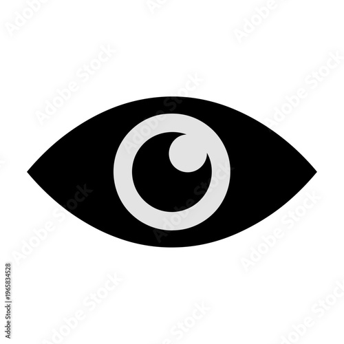 Vector design of a stylized human eye with a white swirling pupil icon