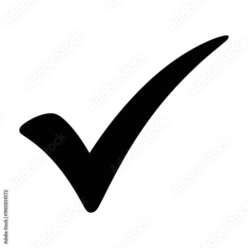 Bold and simple black checkmark vector icon isolated
