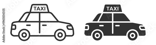 taxi car icon set line and glyph style vector illustration on transparent background