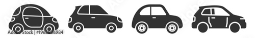 set of four compact car icons silhouette vector illustration on transparent background