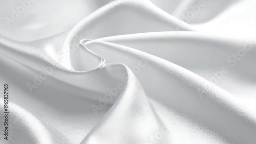 Close-up of flowing white satin fabric with soft folds, creating a sense of luxury and elegance