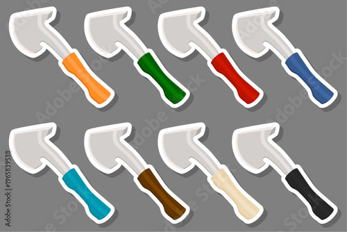 big kit steel axes with wooden handle