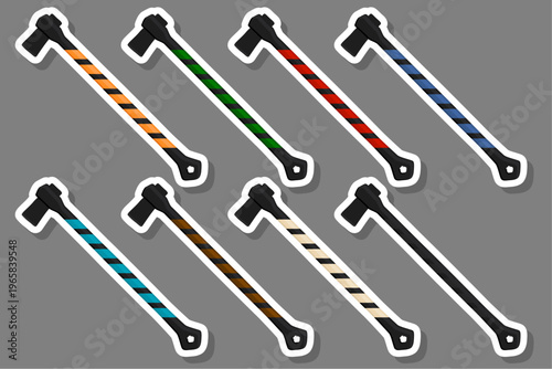 big kit steel axes with wooden handle