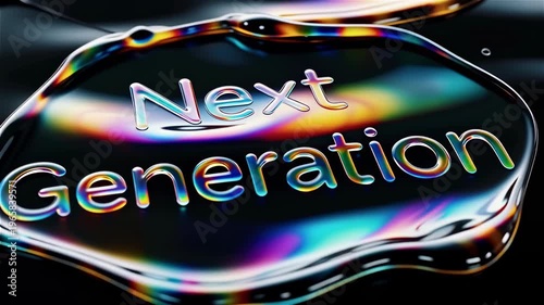 The vibrant holographic sign displays the words quantum leap shining with colorful reflections in a modern setting