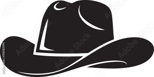 A black cowboy hat with white outline