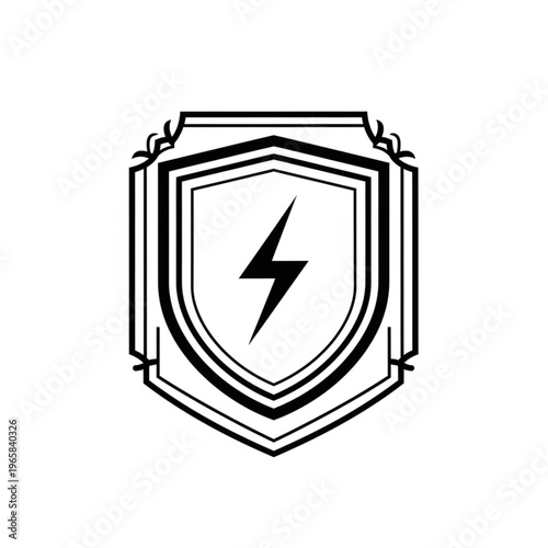 Shield with lightning bolt symbol for power and protection.