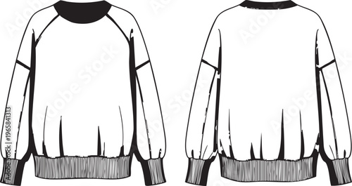Black and white silhouette of two long sleeve sweaters clothing
