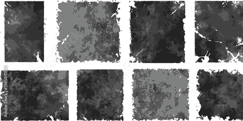 Set of vintage grunge wood textures with a black ink brush stroke border and dirty torn paper edges for a rough vector art design element