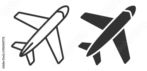 airplane icon set vector illustration on transparent background