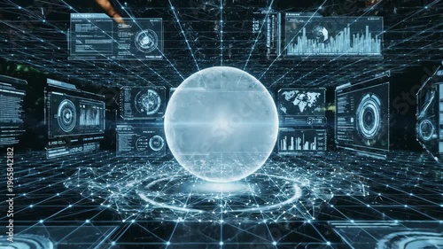 Digital tunnel of light and data streams in abstract cyberspace