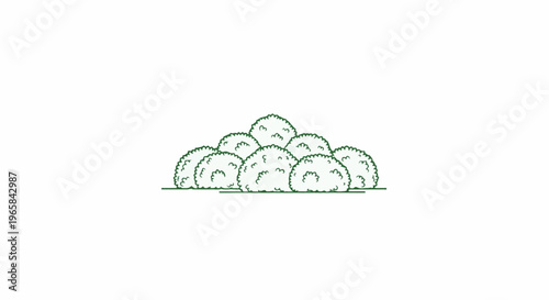 A simple line drawing of a cluster of rounded green bushes