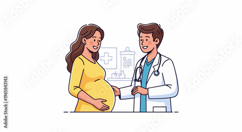 Pregnant woman with doctor, medical care, health, pregnancy, doctor's appointment