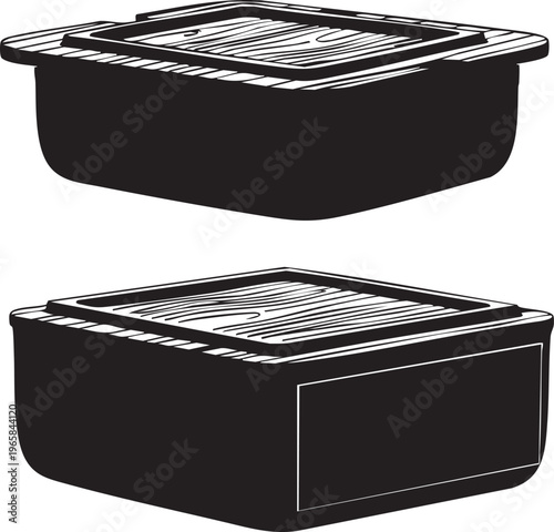 Black plastic containers with lids rectangular