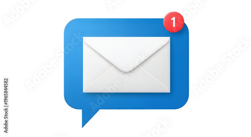 White envelope with new message alert in blue speech bubble icon email notification